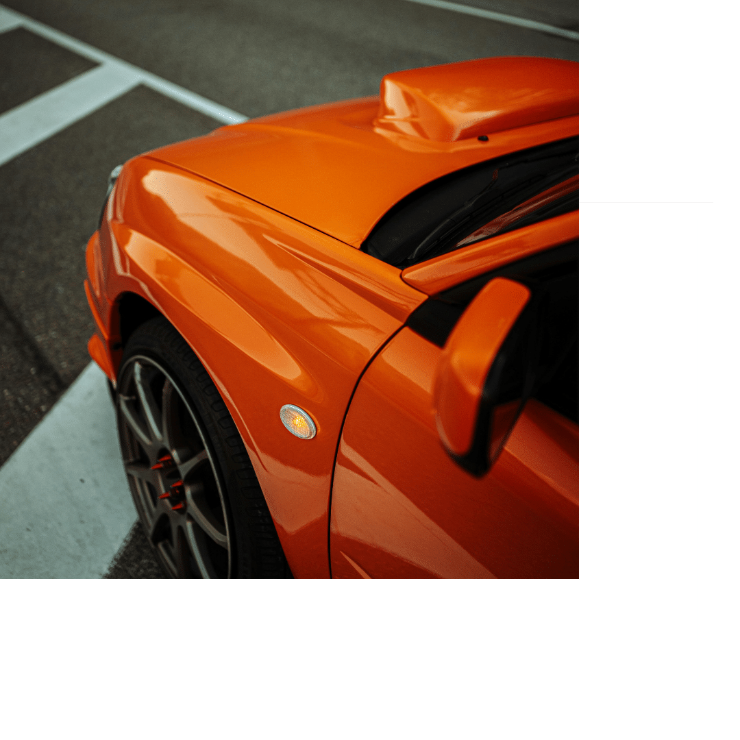 hood of an orange car