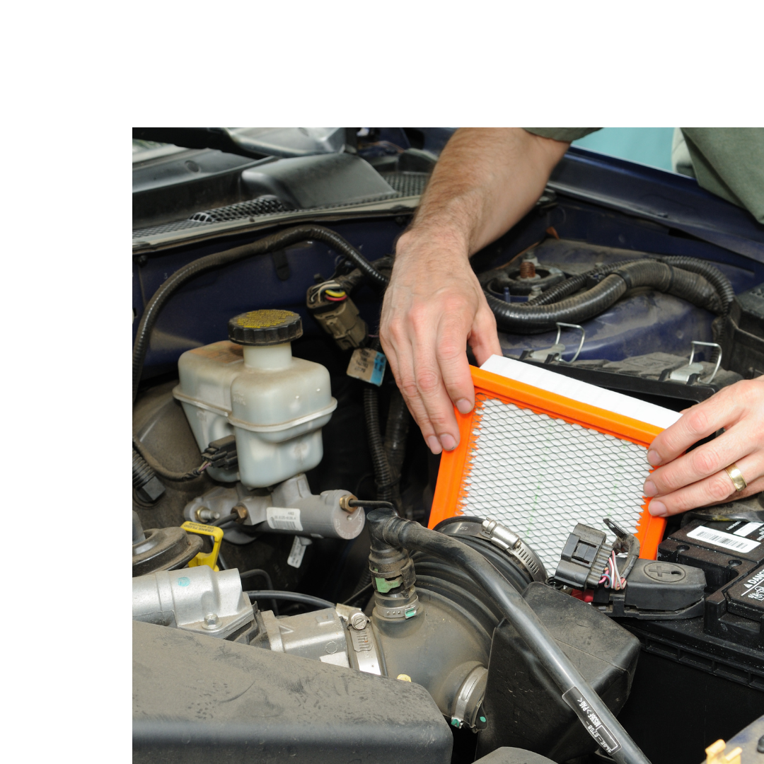 Car filter being replaced