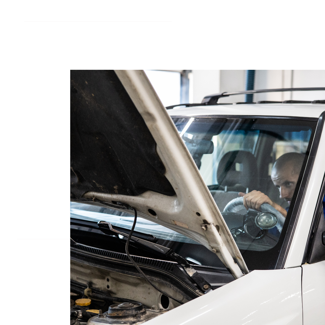 Mechanic performing a test run