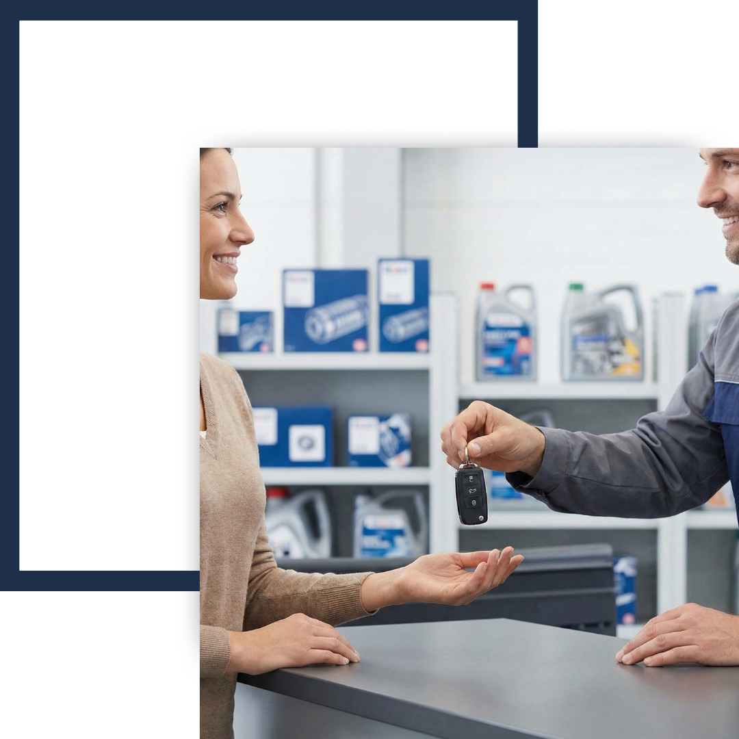 technician handing keys to customer